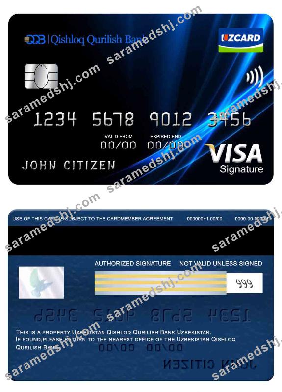 Uzbekistan Qishloq Qurilish Bank visa signature card